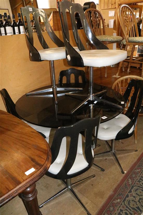 Swedish glass top table and 6 chairs